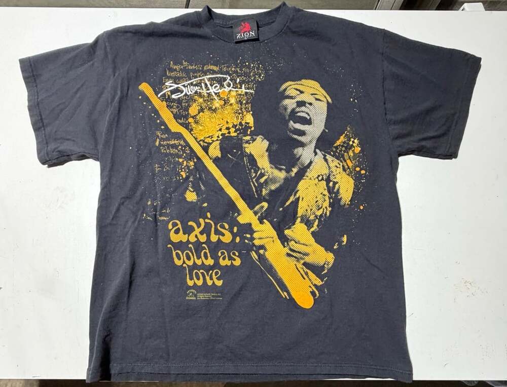 Zion Rootswear Jimi Hendrix Axis Bold As Love T-Shirt Size L Black
